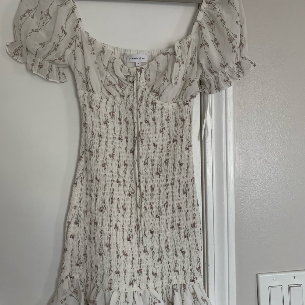 Floral Smocked Dress with Puff Sleeves